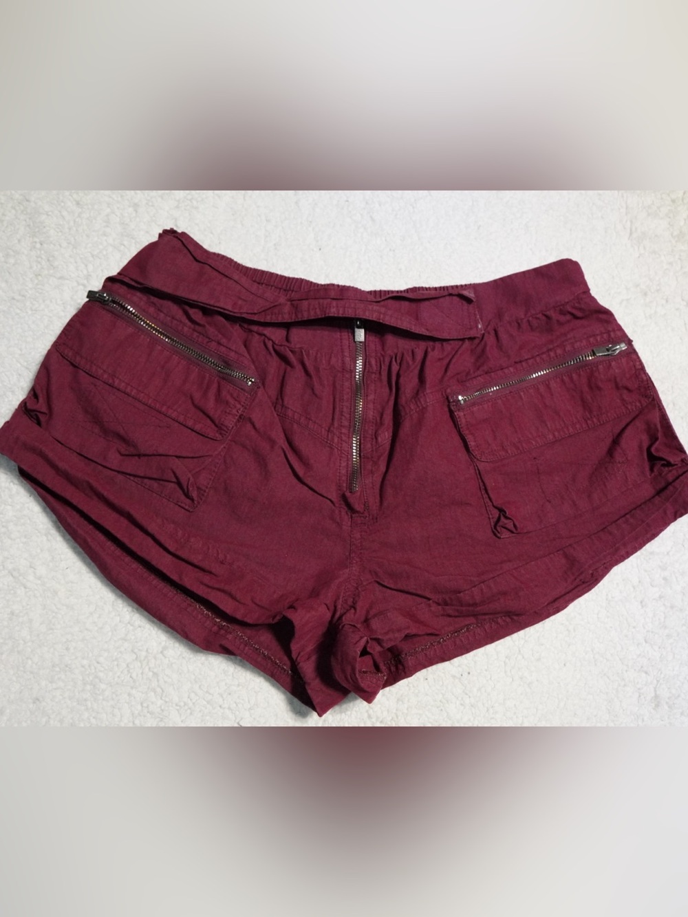 FP Movement Free People Shorts Small Burgundy Wine Red Cargo Zipper Pocket Women